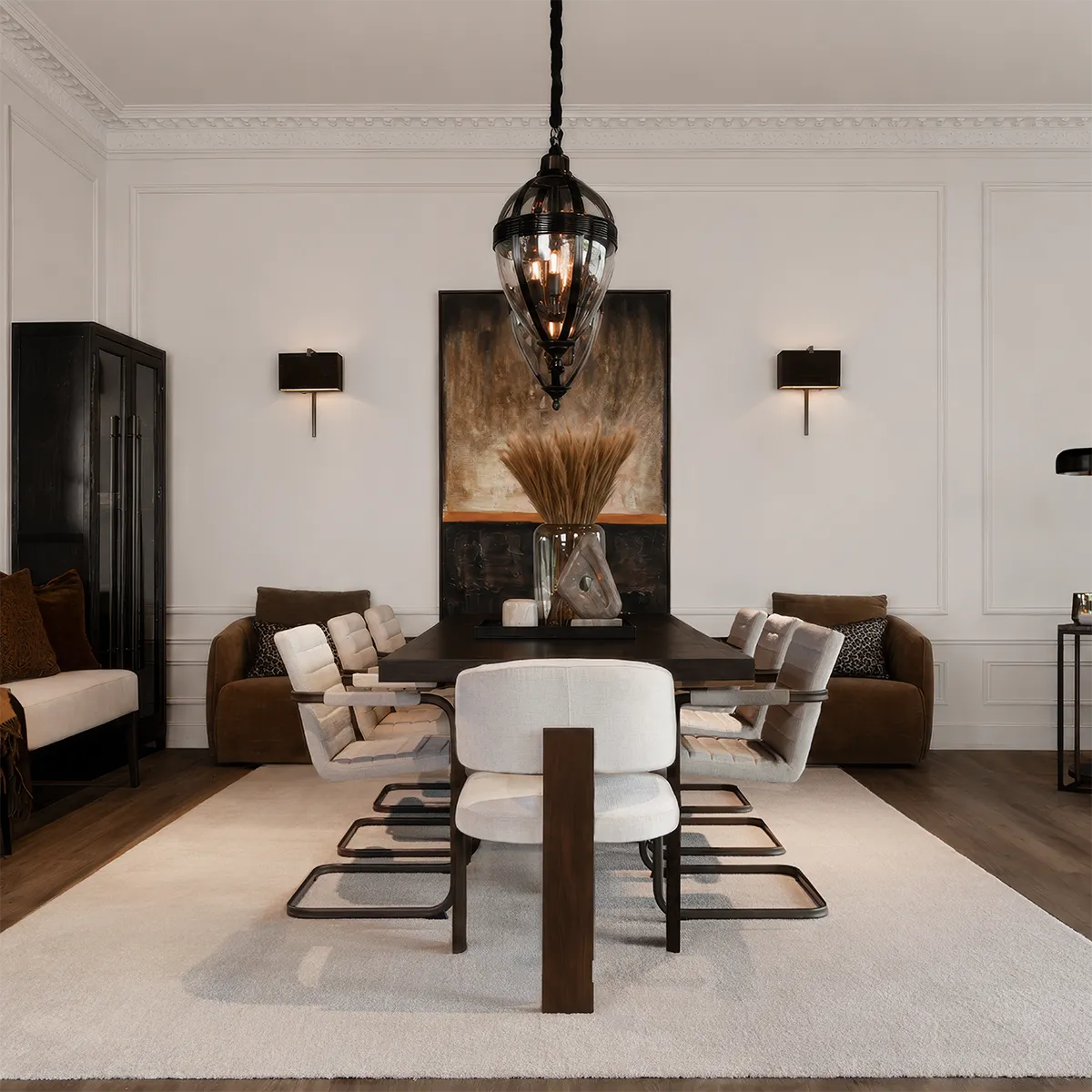 Sidobord i Marmor Taro Slim Ash Brown