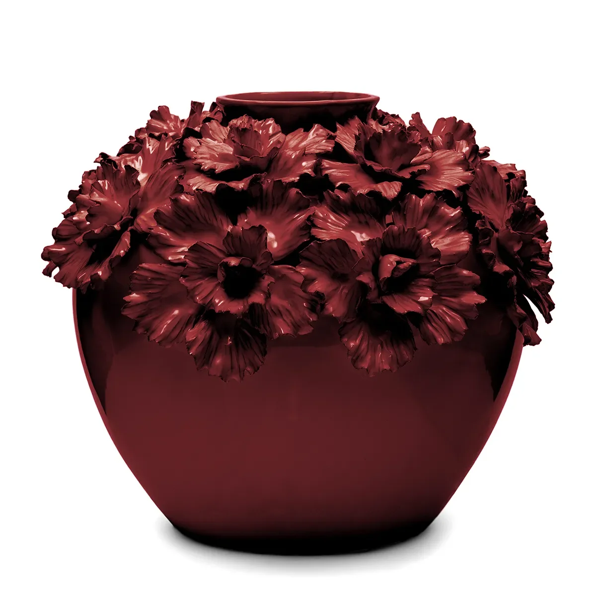 Handgjord Vas Blossom L Burgundy