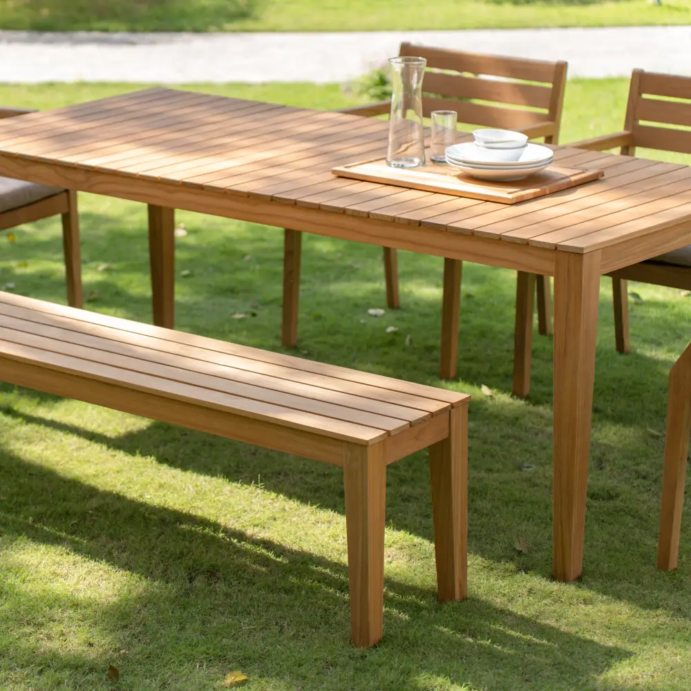 Gunnaröd bänk teak inkl dyna Vit