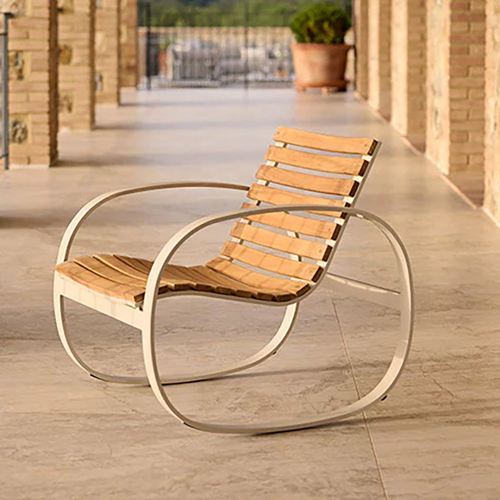 Parc gungstol Teak/sand aluminium