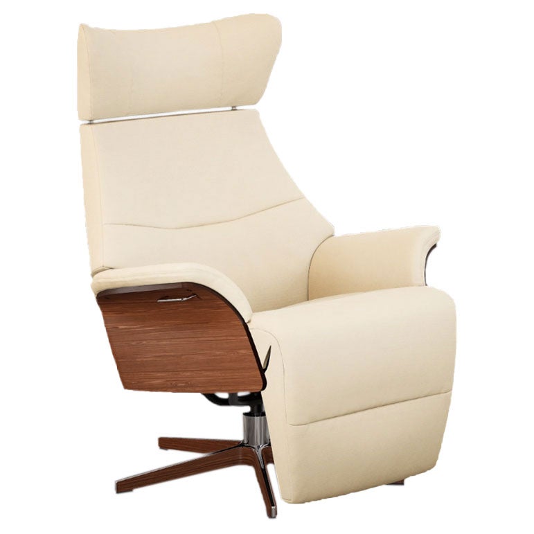 Air snurrfåtölj med fotstöd tyg B trä/alu