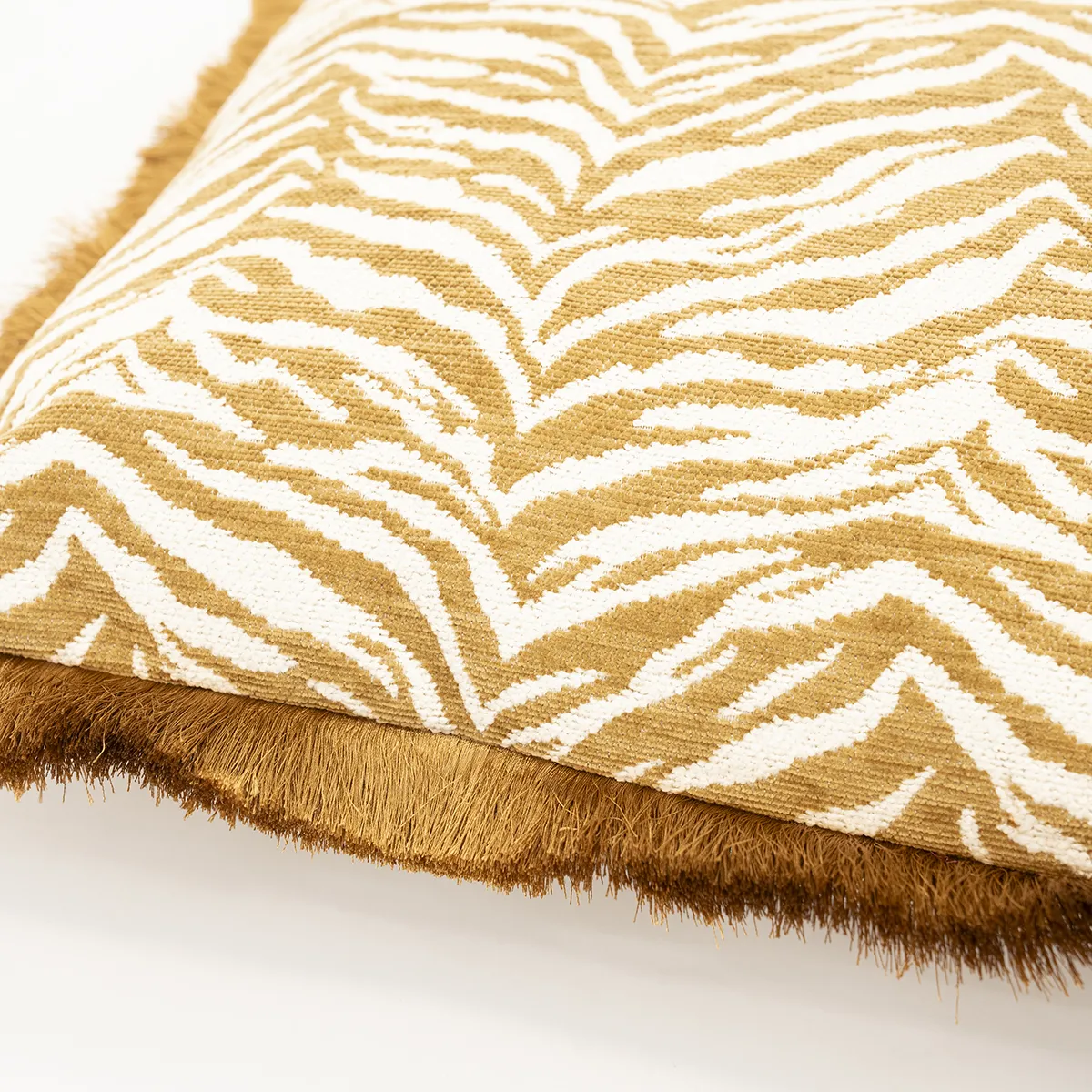 Prydnadskudde med fransar Tigra Mustard 40x60 cm