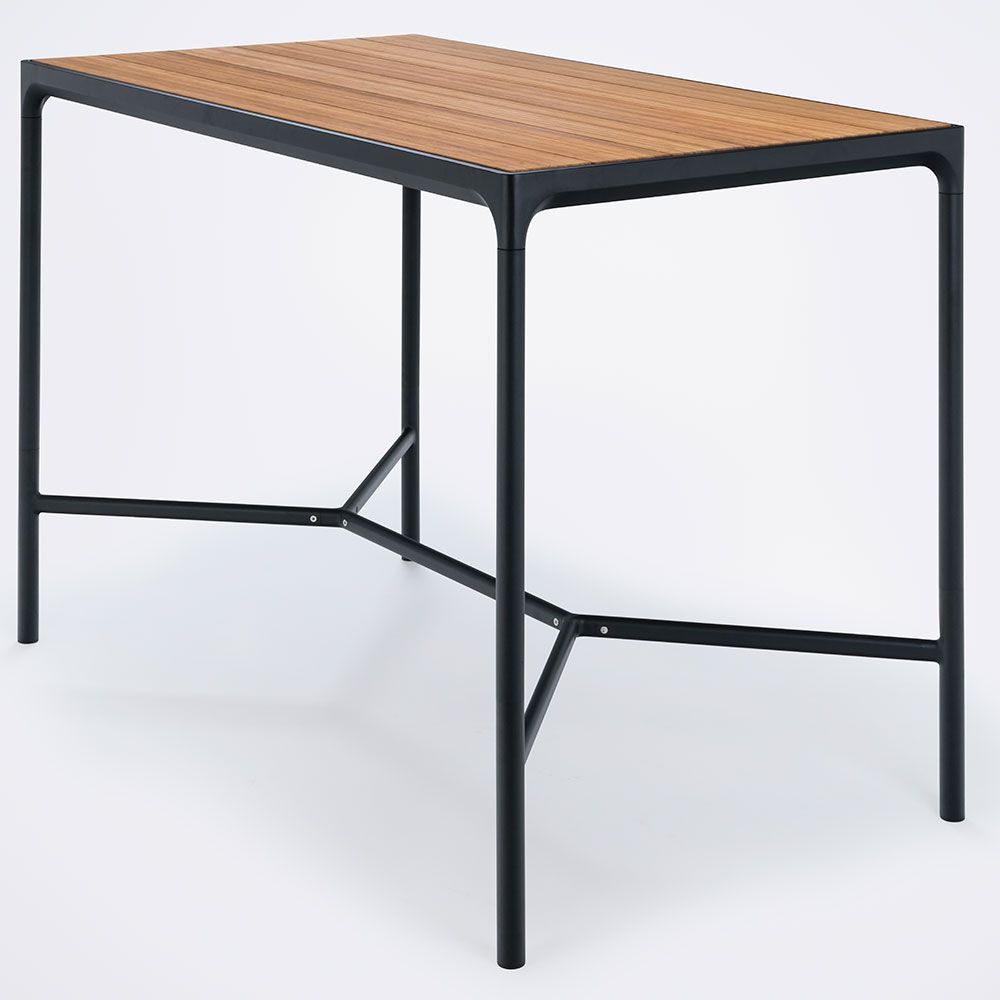 Four barbord 160x90 cm svart / bamboo aluminium