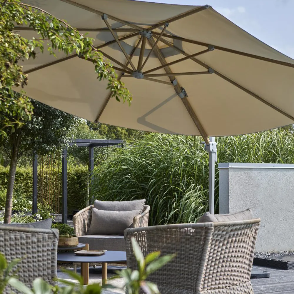 Luzzi frihängande parasoll Ø350 cm Ljusgrå/khaki