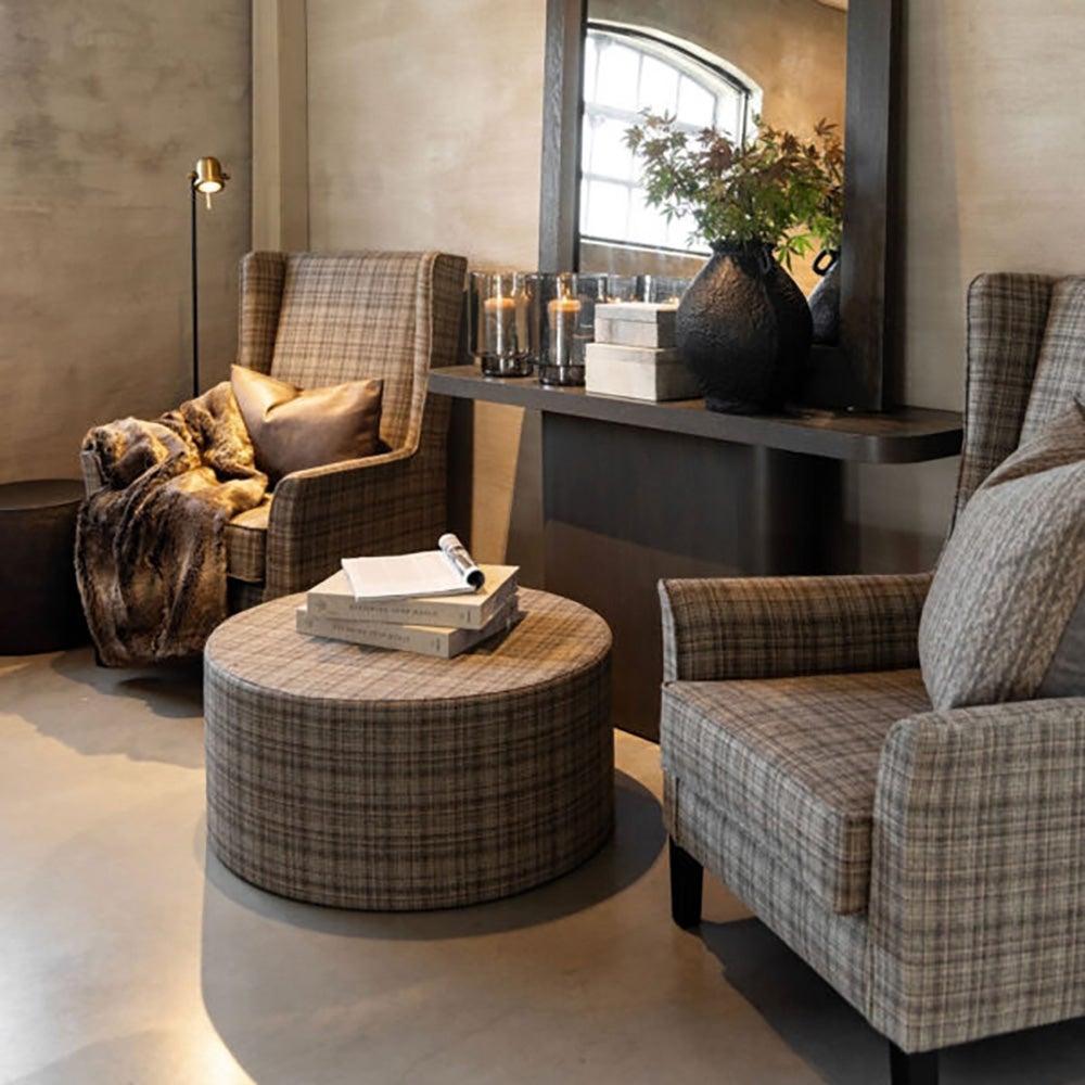 Rockwell tygfåtölj-callum plaid brown