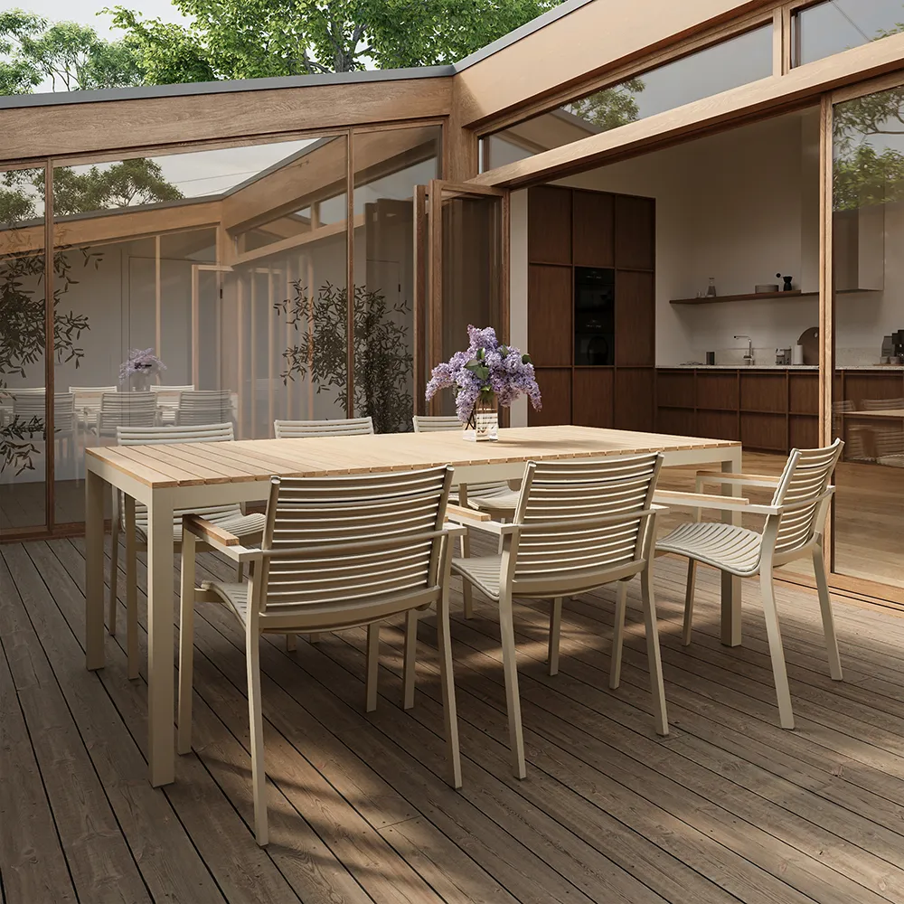 Mood Extreme matbord 100x208 cm sandy grey / teak