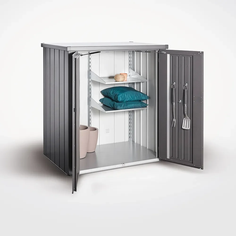 Romeo terasskåp M HIGH metallic quartz grey