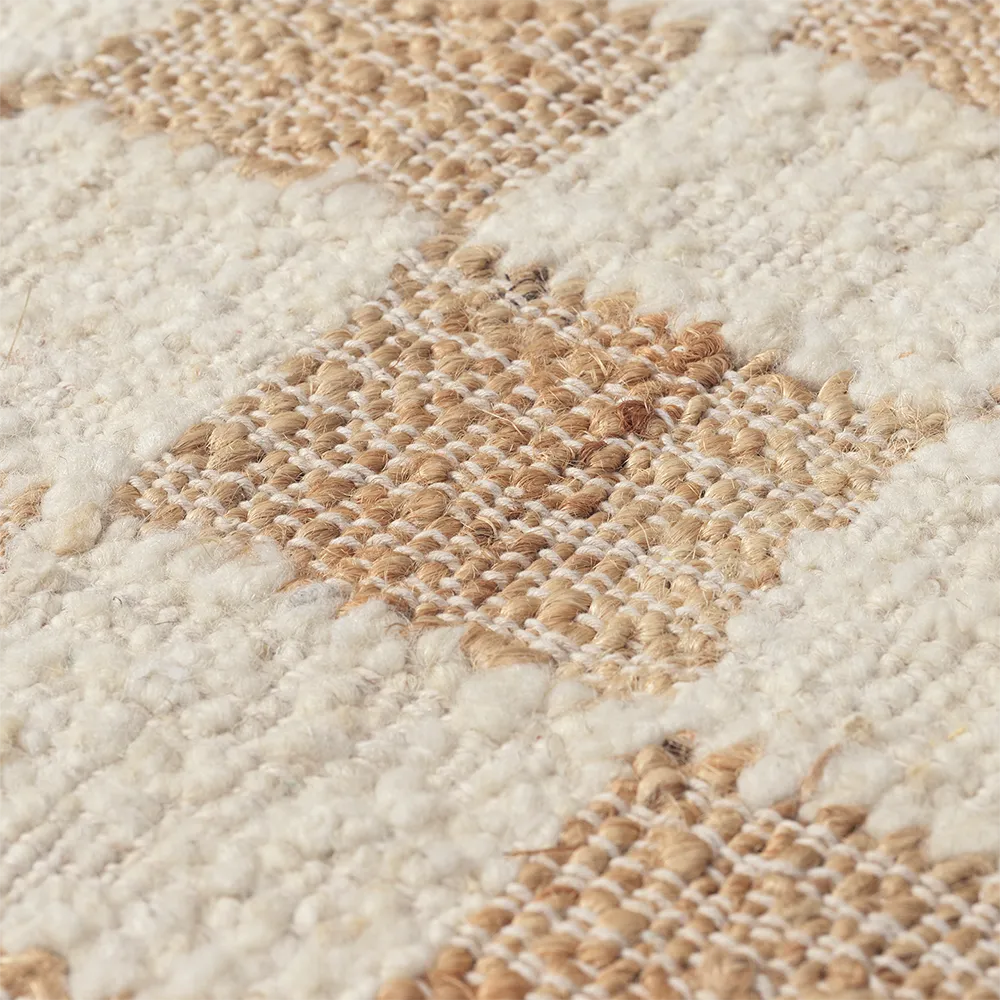 Handvävd Ullmatta Check 70x180 cm Off-White