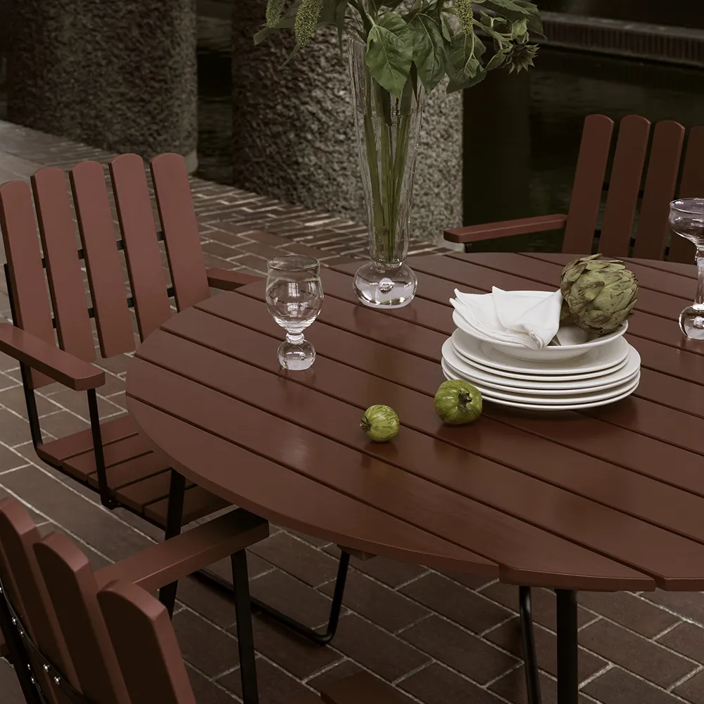 9A bord 120 cm Mörkröd / Svart