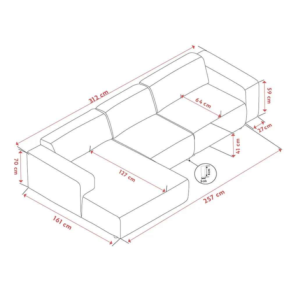 Willard soffa 4-sits soffa med schäslong vänster tyg Alice ljusbeige