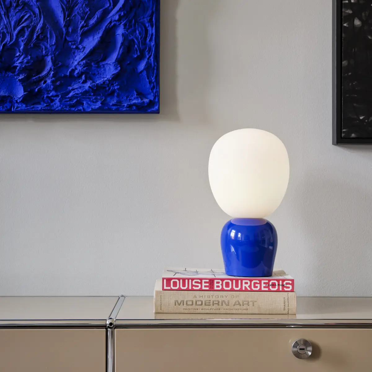 Bordslampa Ø18,4xH33,5 cm Metall/Glas Ultramarinblå