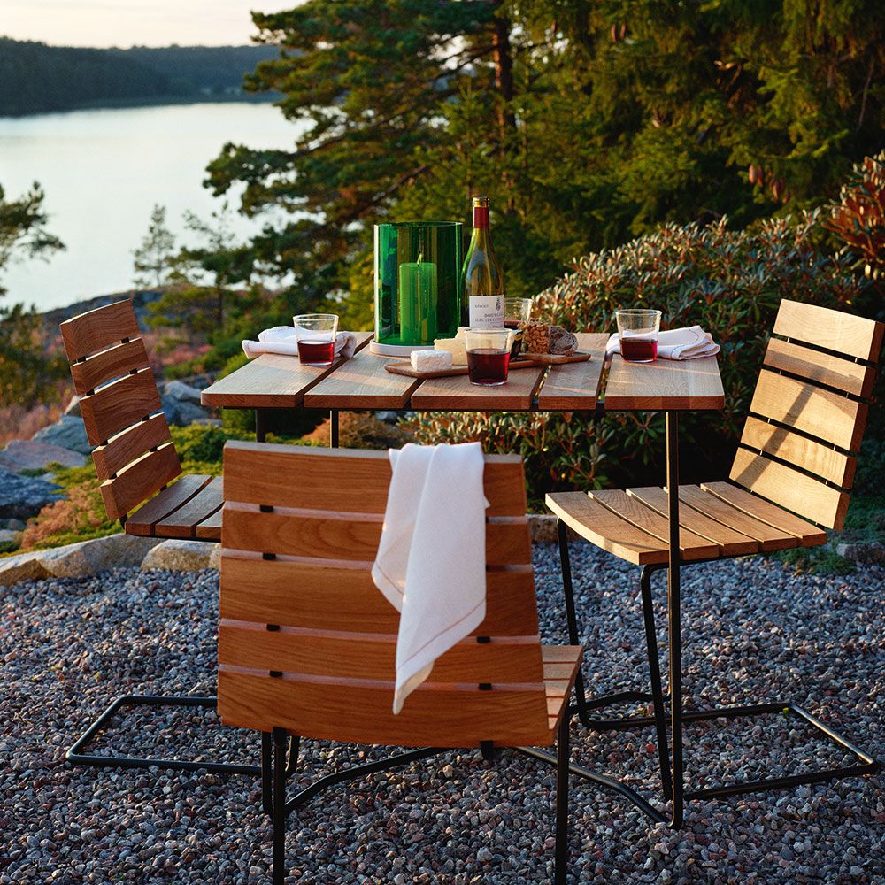 Grinda Matstol Svart / Teak 