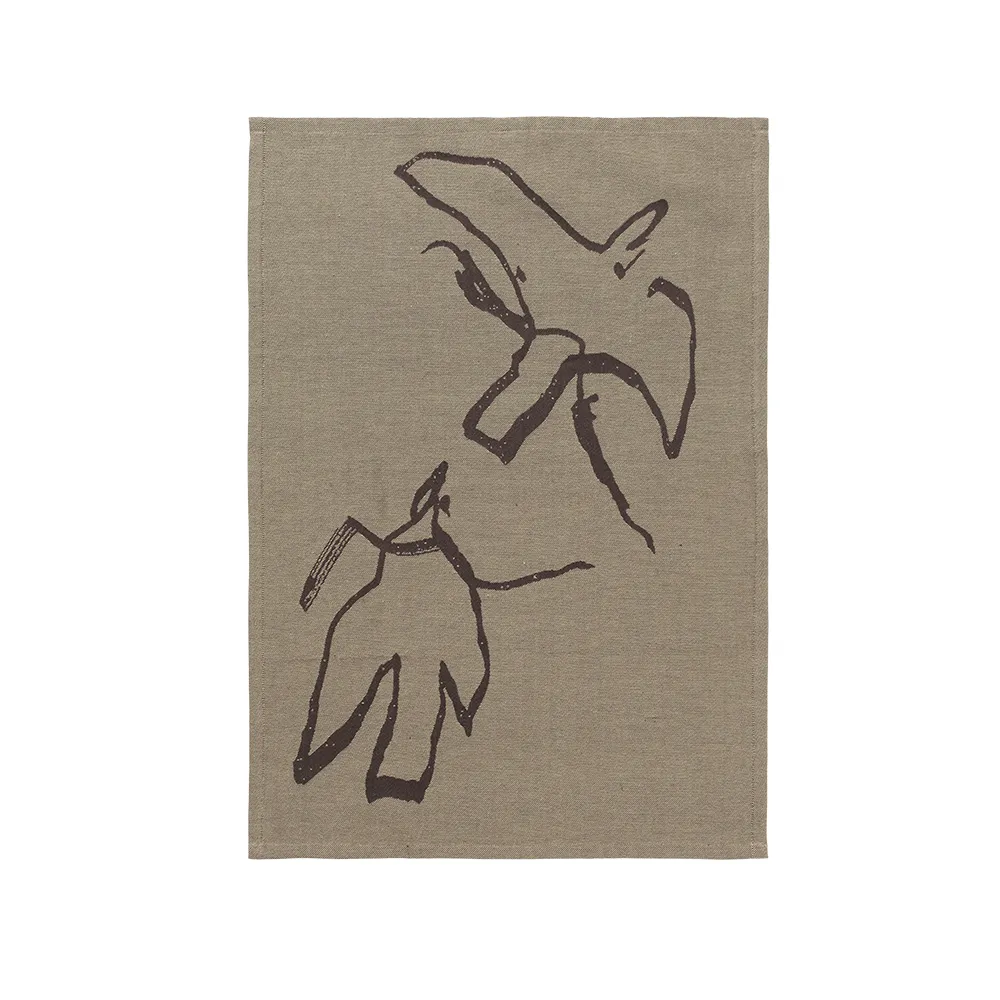 Vuelo Tea Towel - Elm Green/Coffee