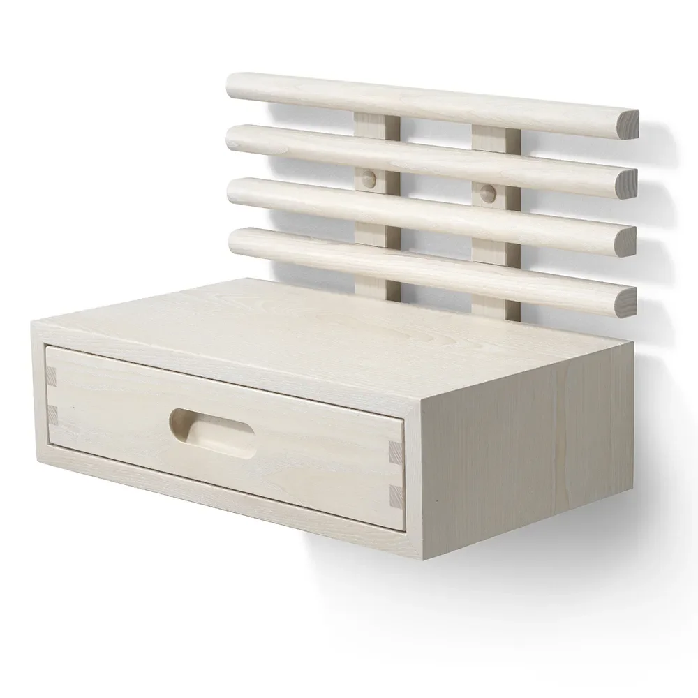 Zana Sängbord med låda Vitoljad Ask