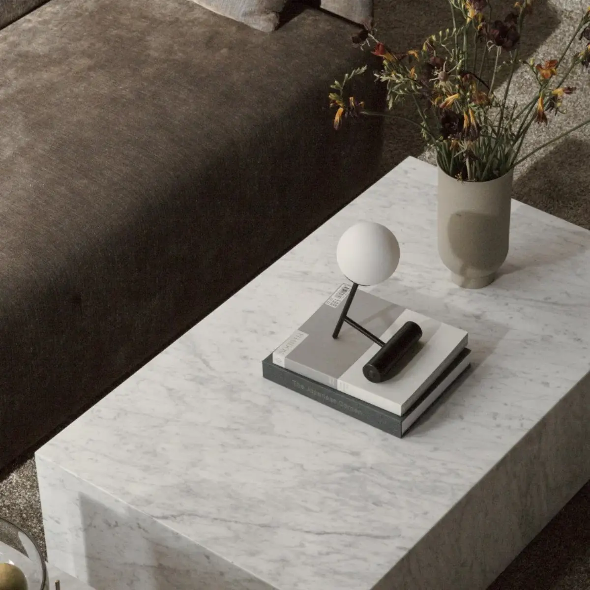 Plinth Soffbord Marmor lågt Carrara
