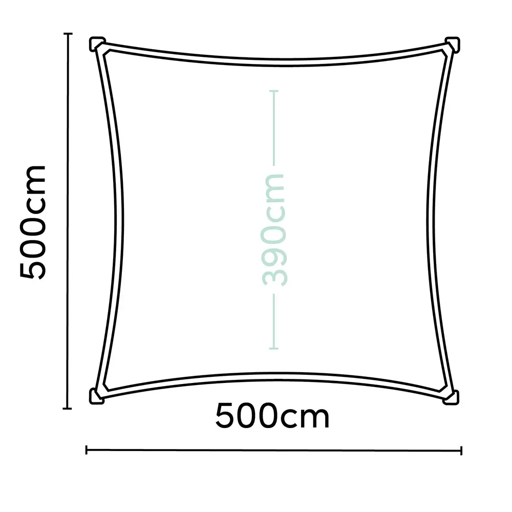 Coolfit solsegel kvadratiskt 500x500cm beige