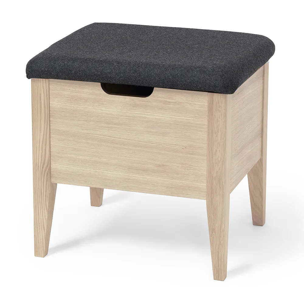 Klinte bänk 45 cm vitoljad ek med ulltyg 