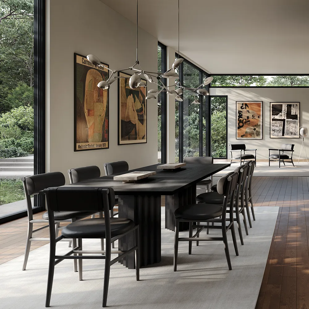Nama Matstol - Coffee Black, Aniline leather black