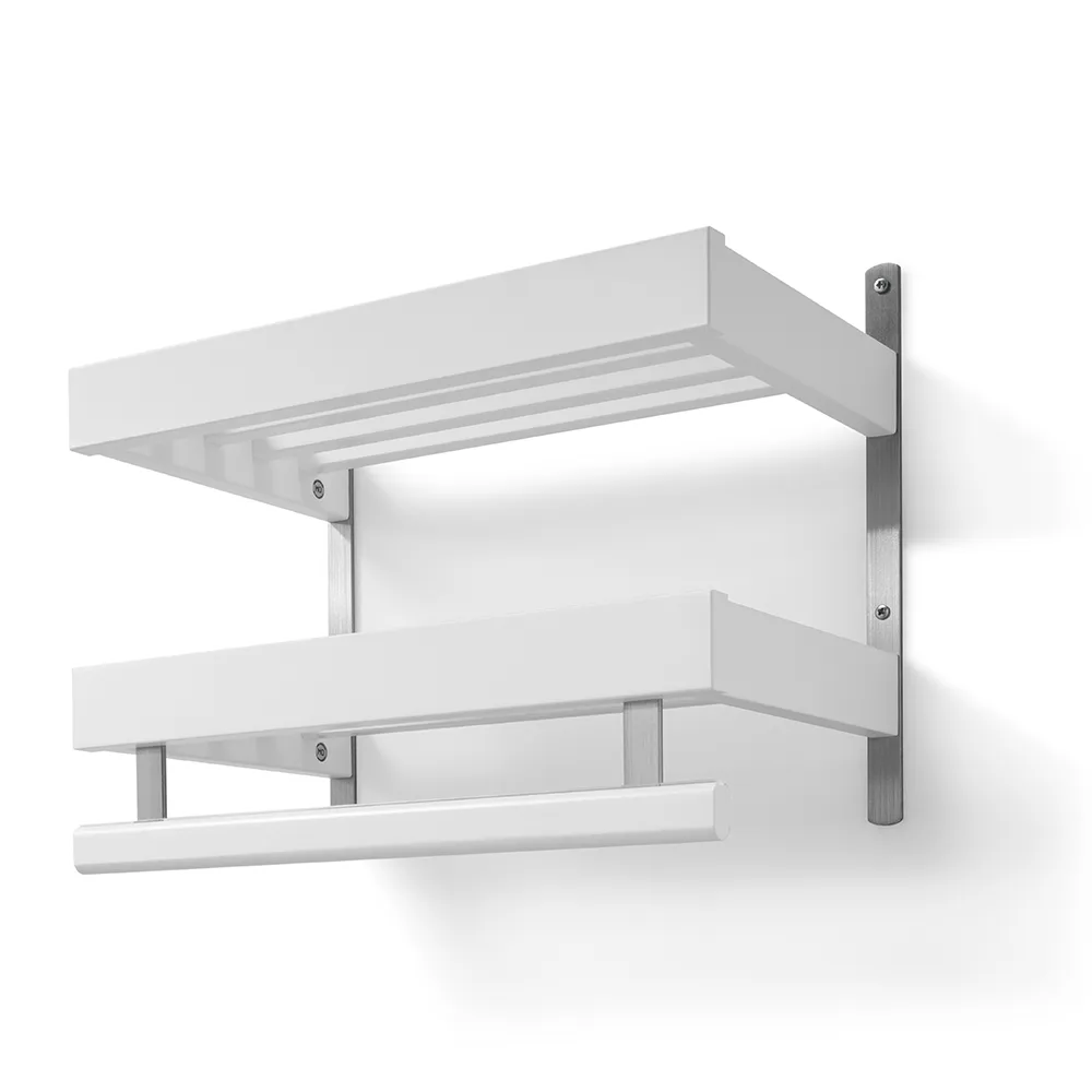 Nadja Hatthylla 50 cm 2 plan Vitlackad Björk/Slipat stål