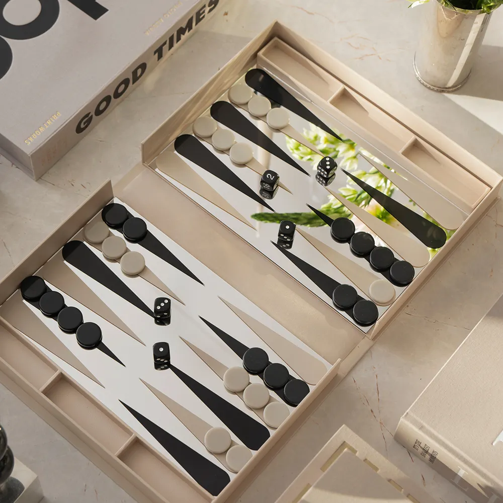 Classic – Spegelbackgammon, beige/clear