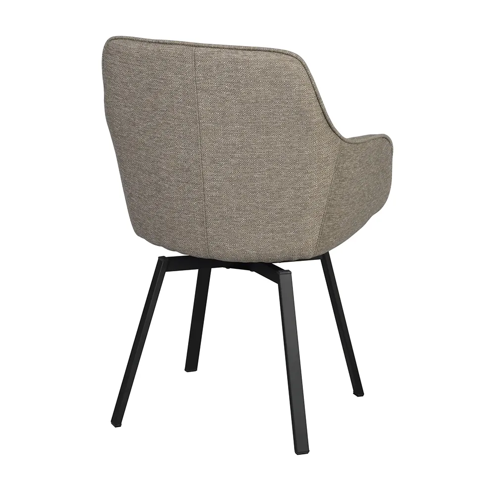 Alison karmstol mörkbeige tyg/svarta metallben