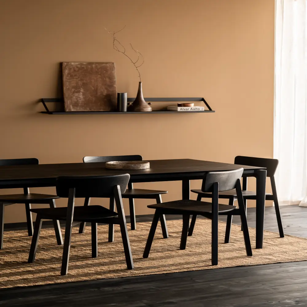 Ribbon hylla 140x20 cm svart ek/svart metall