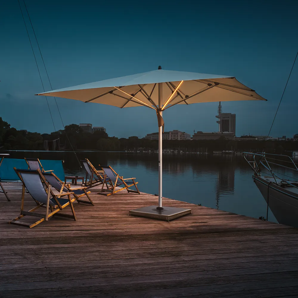 Fortello LED 350x350 cm parasoll alu Cat.5 639 Blush