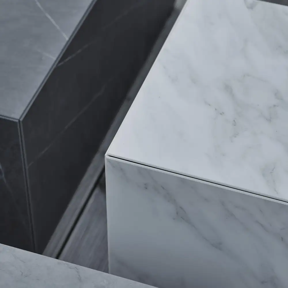 Zten soffbord 40x40 cm vit marmor look