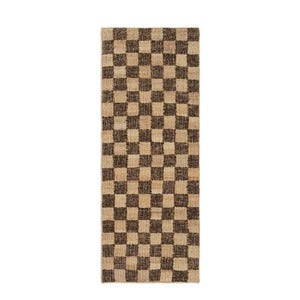Handvävd Ullmatta Check 70x180 cm Coffee