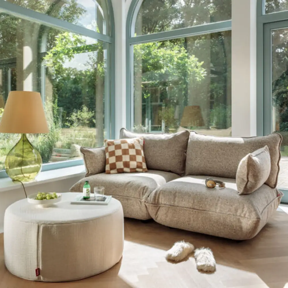 sumo fotpall boucle recycled brown