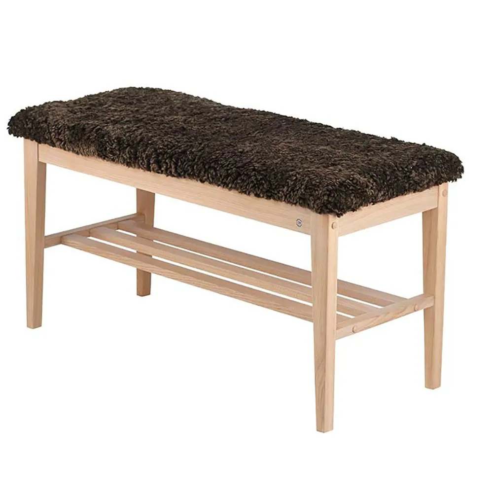 Nadja Bänk Vitoljad Ek/Fårskinn brun