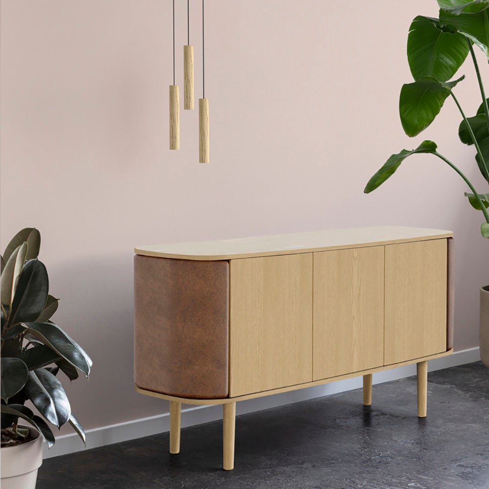 Treasures 3-dörrars skåp Ek/Brown faux leather