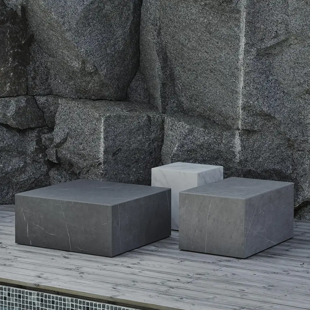 Zten soffbord 40x40 cm vit marmor look