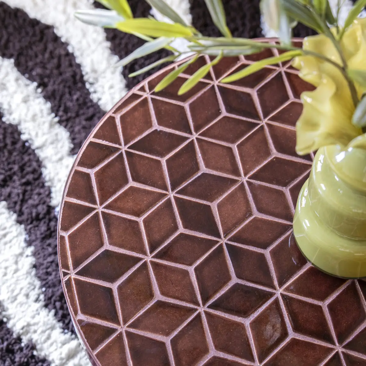 Soffbord Patterna med skiva av mosaik Röd