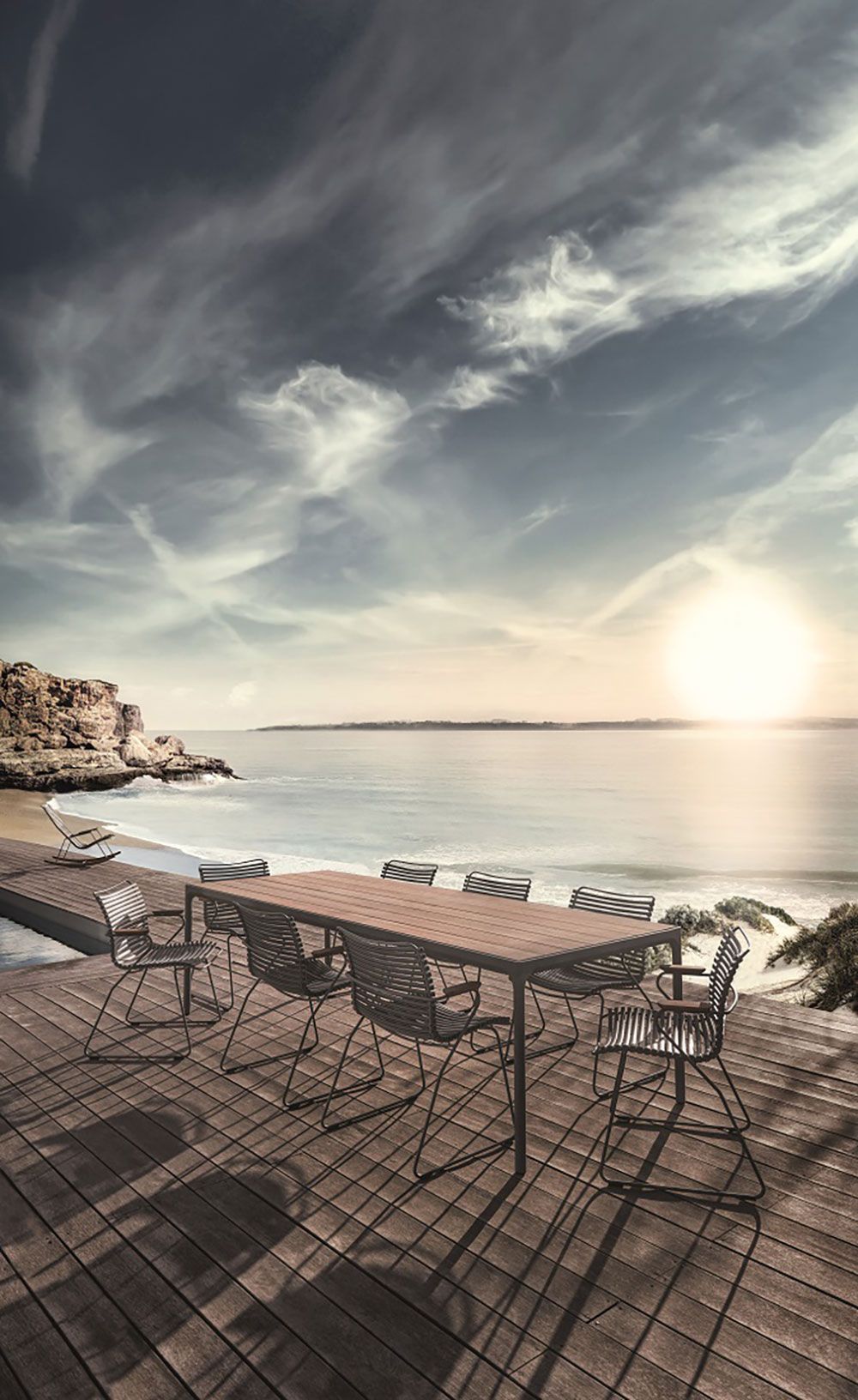 Four matbord 270x90 cm svart/bamboo aluminium