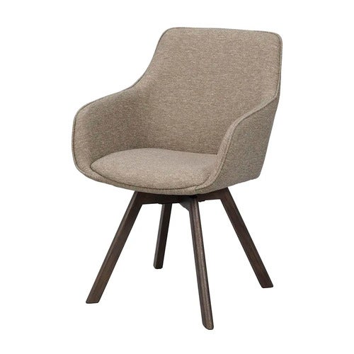 Alison karmstol mörkbeige tyg/bruna ekben