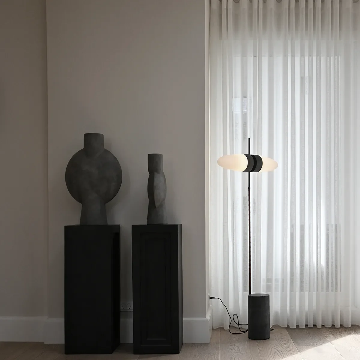 Handmålad vas Sphere Bubl Hexa Dark Grey H60 cm