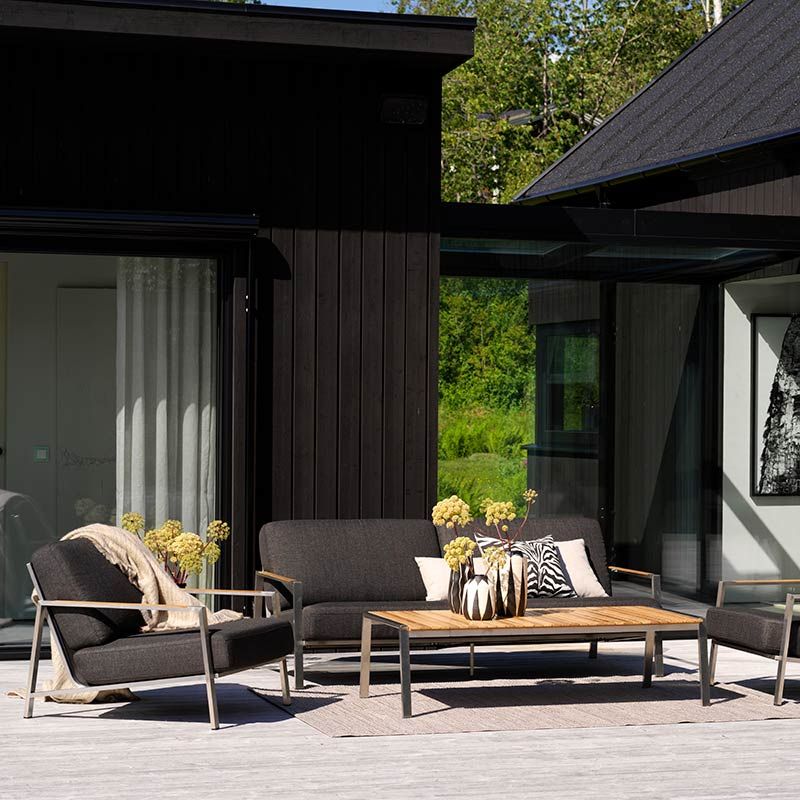 Naos 2,5-sits soffa rostfritt stål/nearly black 