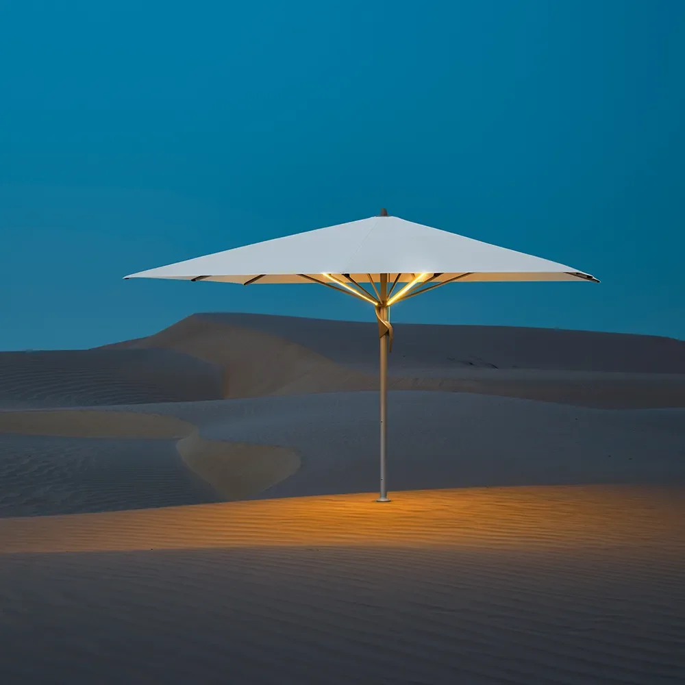 Fortello LED 350x350 cm parasoll alu Cat.5 639 Blush