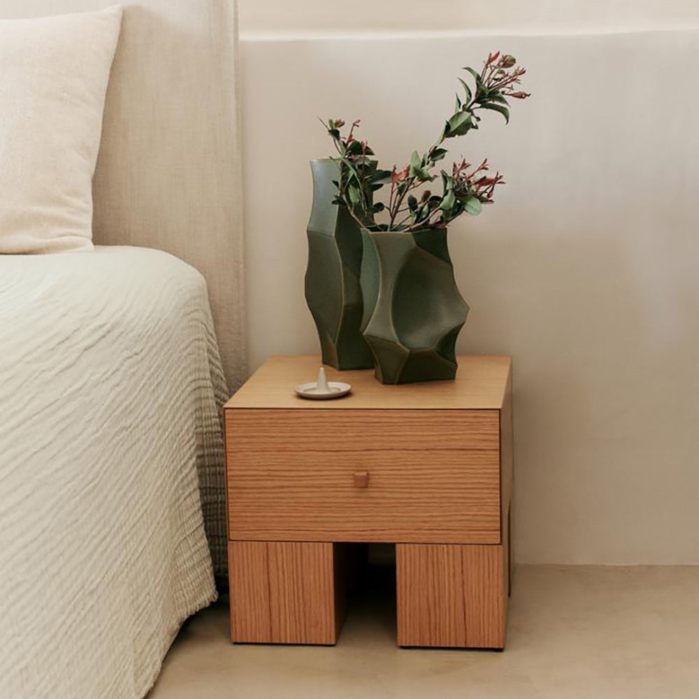 Kuben sängbord 1x1 - Natural Oak Veneer