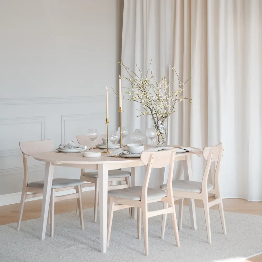 Rodham stol vitpigmenterad ek/grå-beige