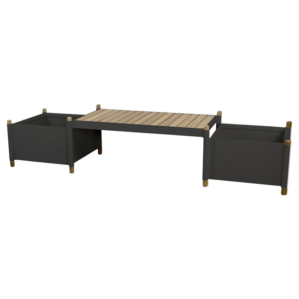 Sticks planter bänk inkl. 2 st planter Teak/lava grey