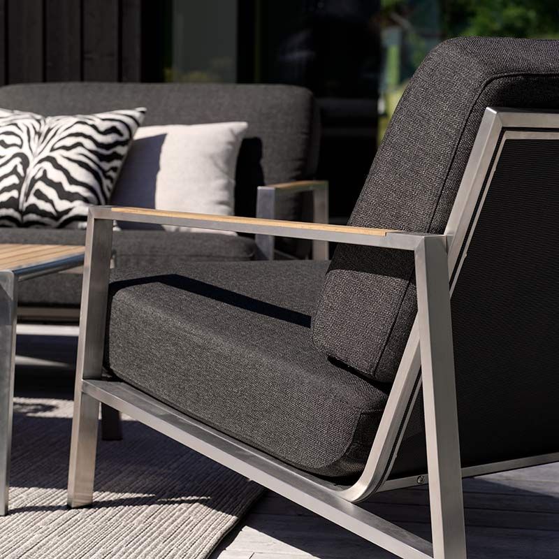 Naos 2,5-sits soffa rostfritt stål/nearly black 