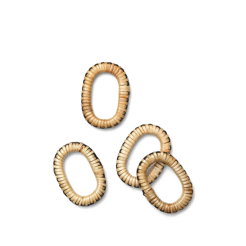 Weave Napkin Rings - Set of 4 - Natural/Black