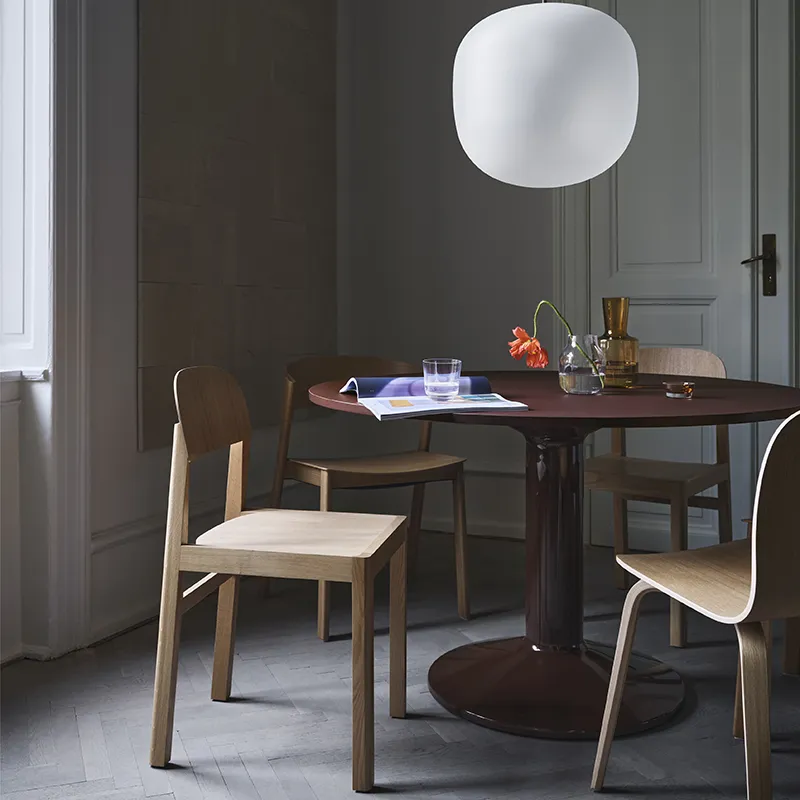 Midst matbord 120 cm - Dark Red Linoleum Dark Red