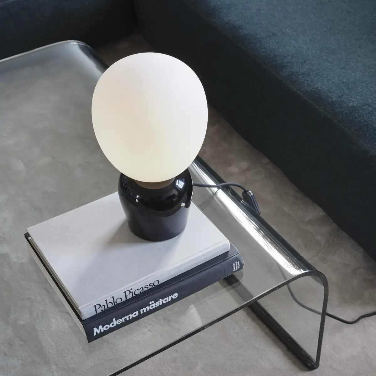 Bordslampa Ø18,4xH33,5 cm Metall/Glas Blank svart