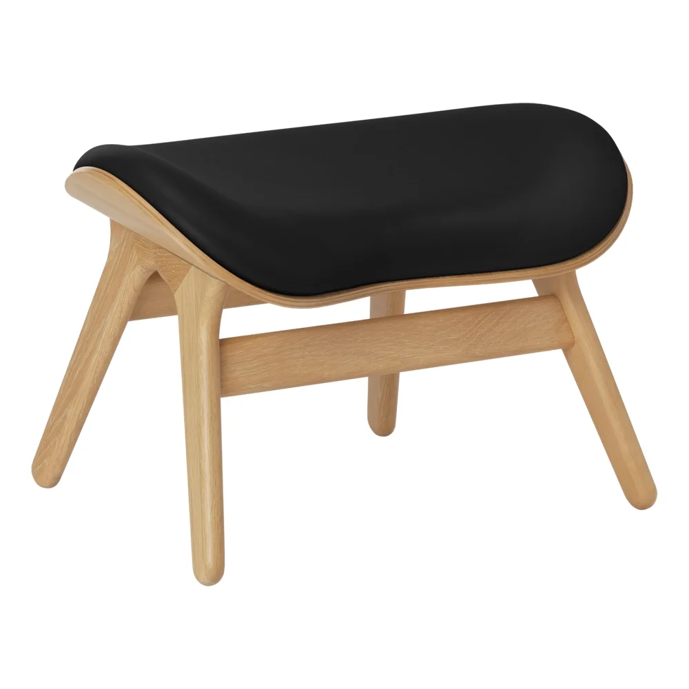 A Conversation Piece Ottoman Fotpall Oak/Umage Leather Black