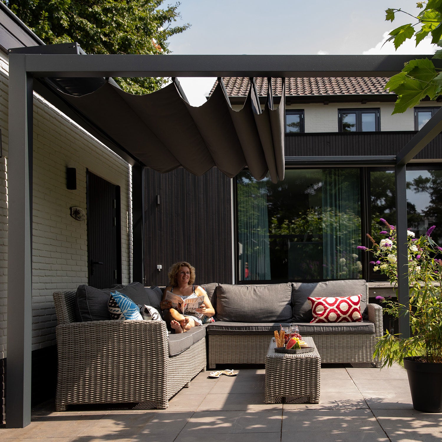 Prosail solsegel harmonica vattentätt 297x397cm grå 