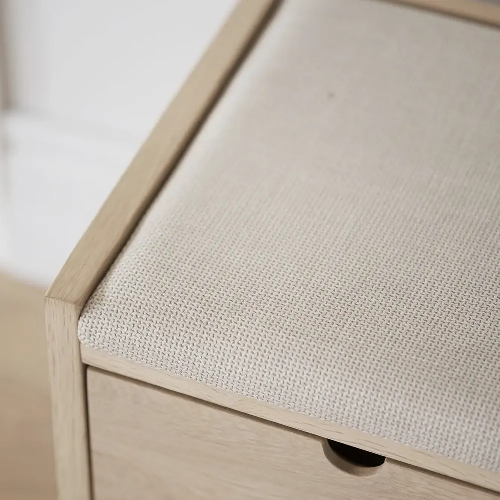 Hillmond förvaringsbänk 80 cm vitpigmenterad ek/beige tyg