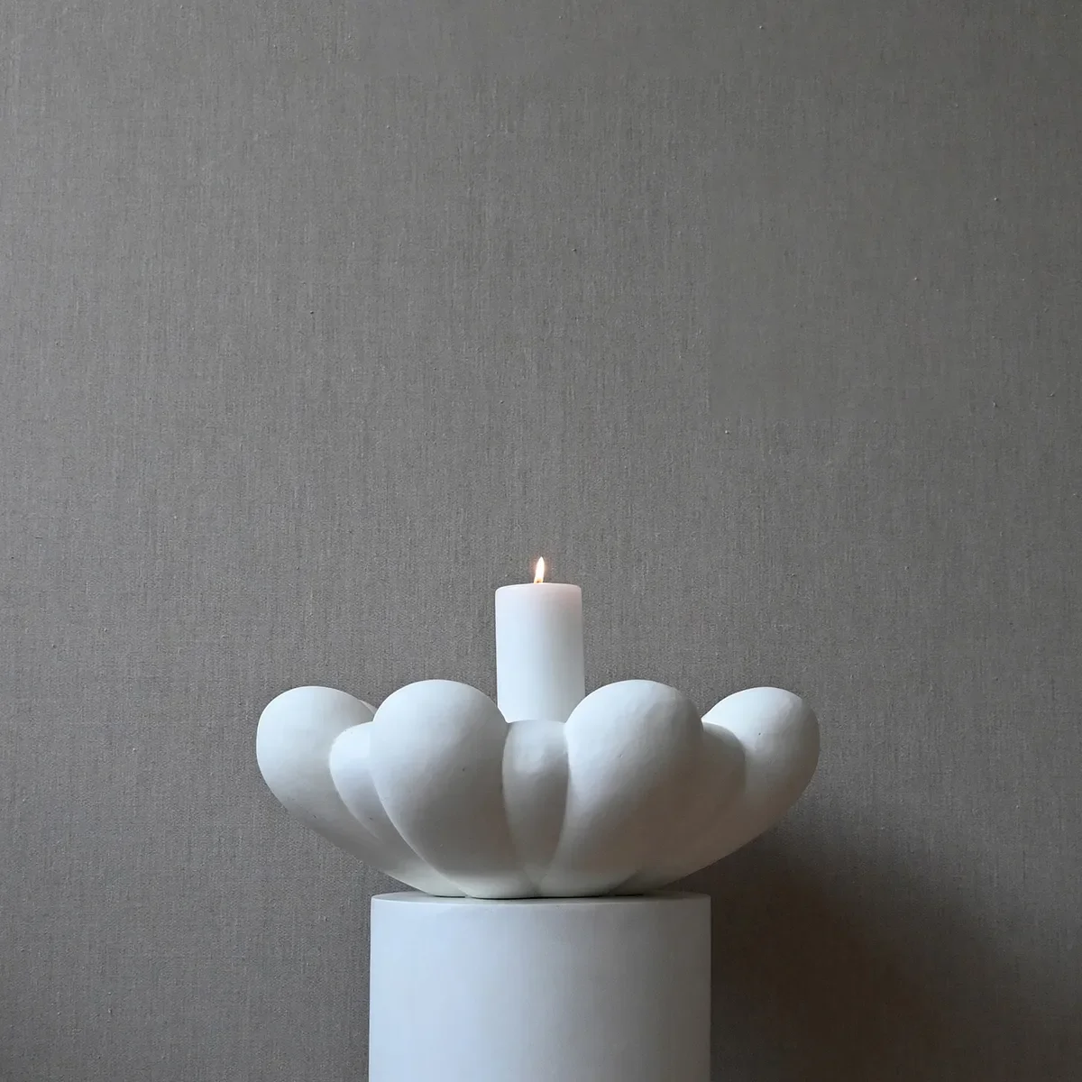Handgjord Dekorationsskål Bloom Bone White Ø 44 cm
